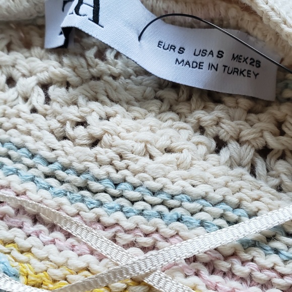 NWT Zara Adorable Knit Pointelle Cardigan Jacket Sweater Pastel and Cutouts - Picture 13 of 16